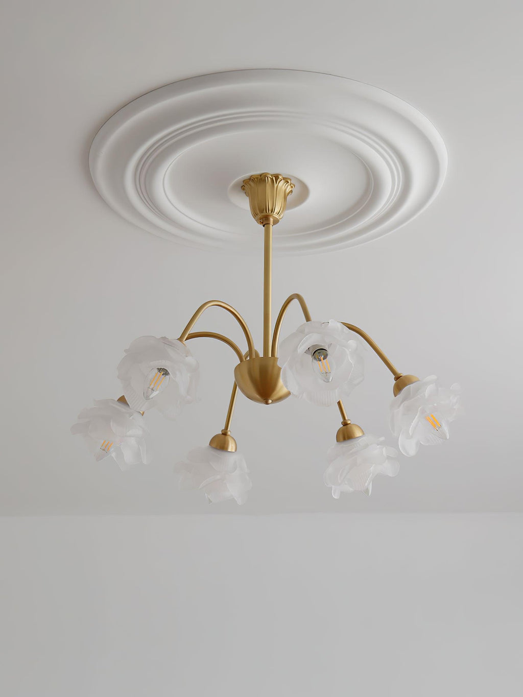 Lustra Chandelier Laiton Verre Rose Floral - Neutralighting