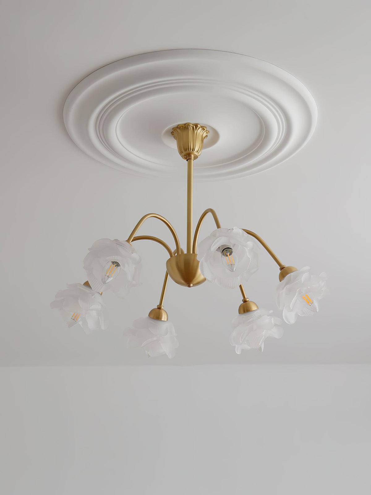 Lustra Chandelier Laiton Verre Rose Floral - Neutralighting