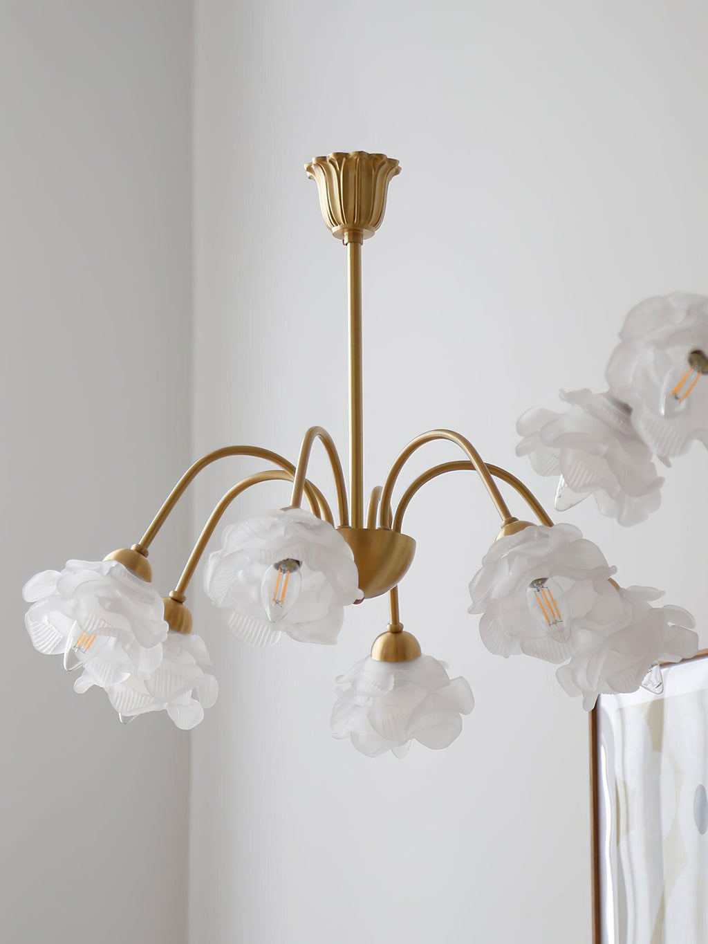 Lustra Chandelier Laiton Verre Rose Floral - Neutralighting