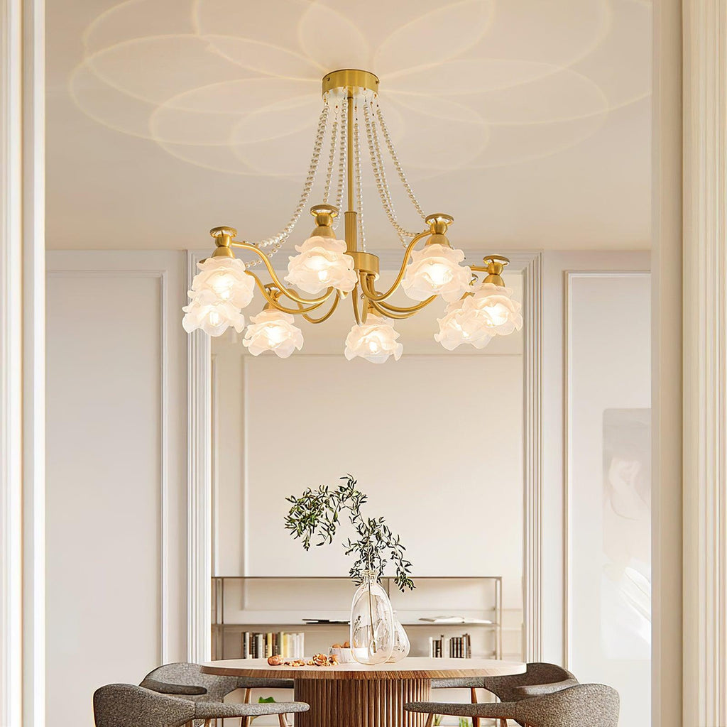 Landi Lustre Pétales en Verre Rose Drapés - Neutralighting