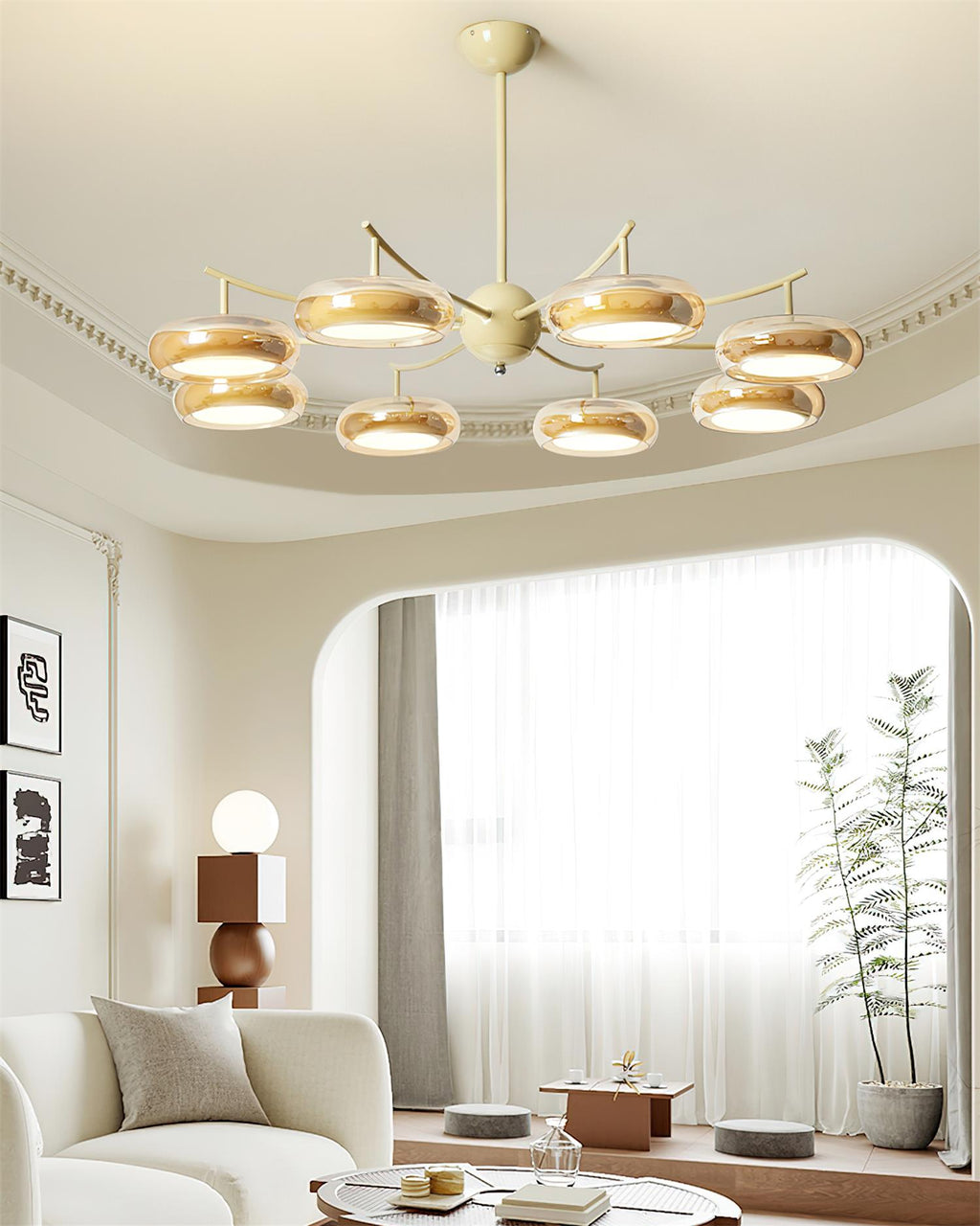 Rotan Lustre Orbes en Verre Crème Sérénité - Neutralighting