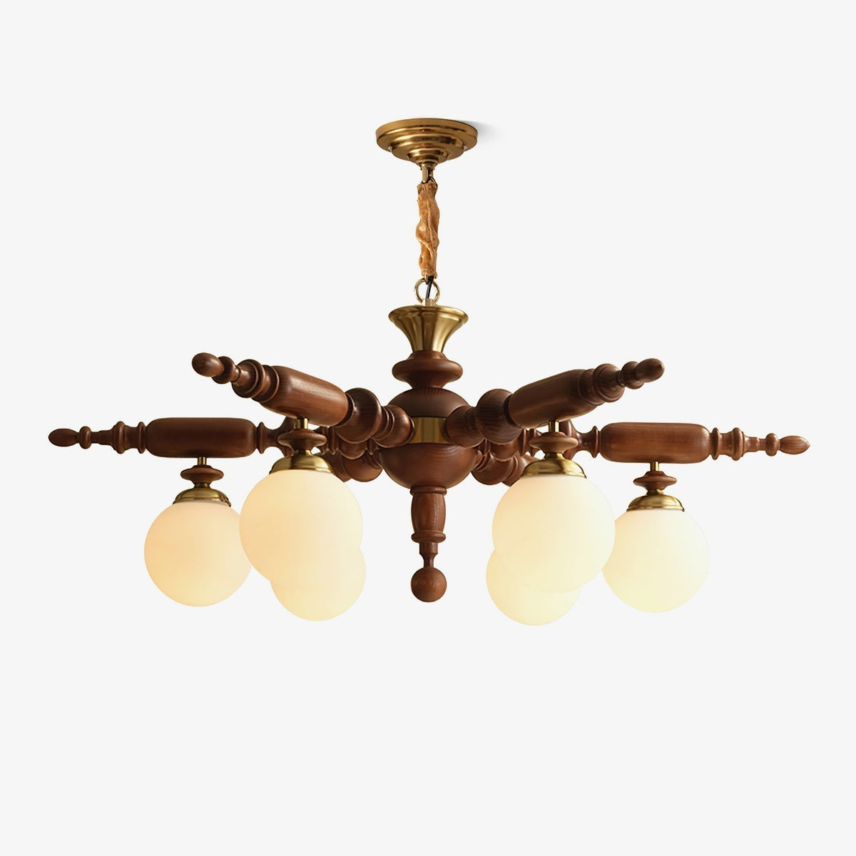 Olvenir Chandelier en Bois Rustique et Verre - Neutralighting