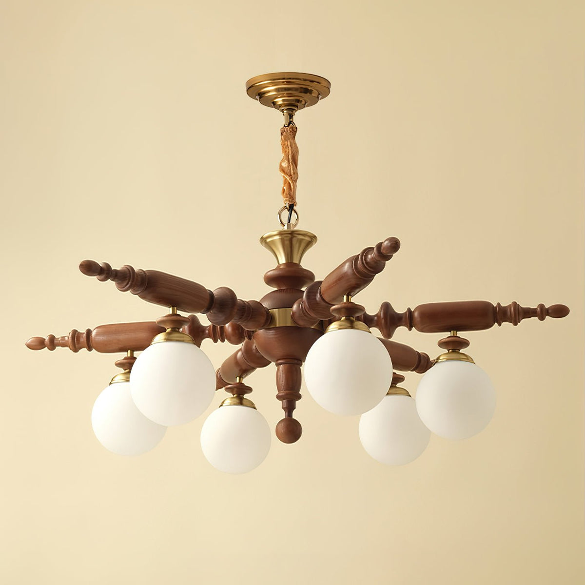 Olvenir Chandelier en Bois Rustique et Verre - Neutralighting