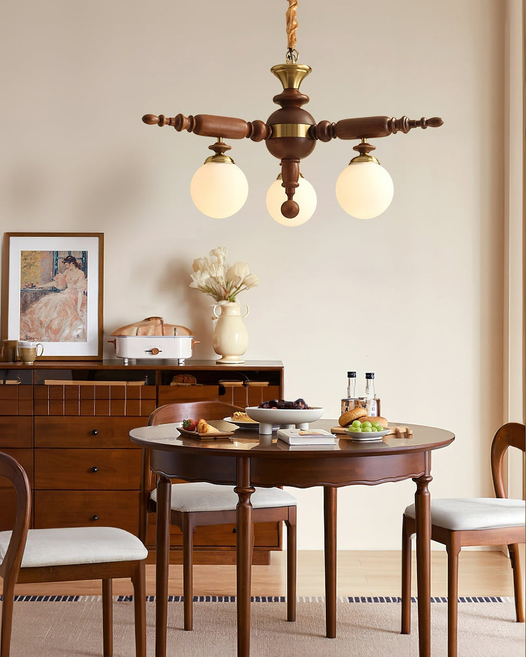 Olvenir Chandelier en Bois Rustique et Verre - Neutralighting
