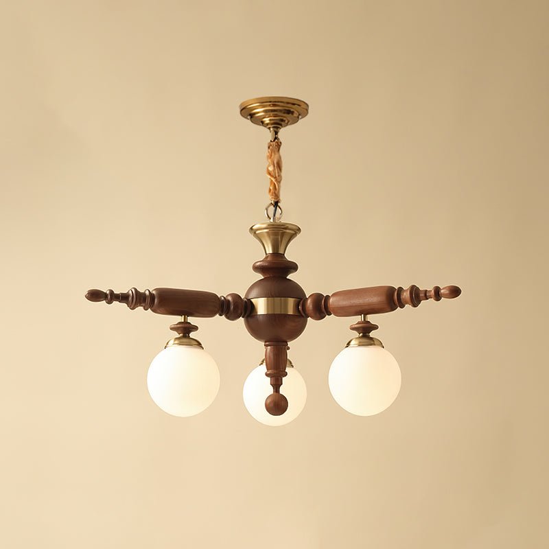 Olvenir Chandelier en Bois Rustique et Verre - Neutralighting