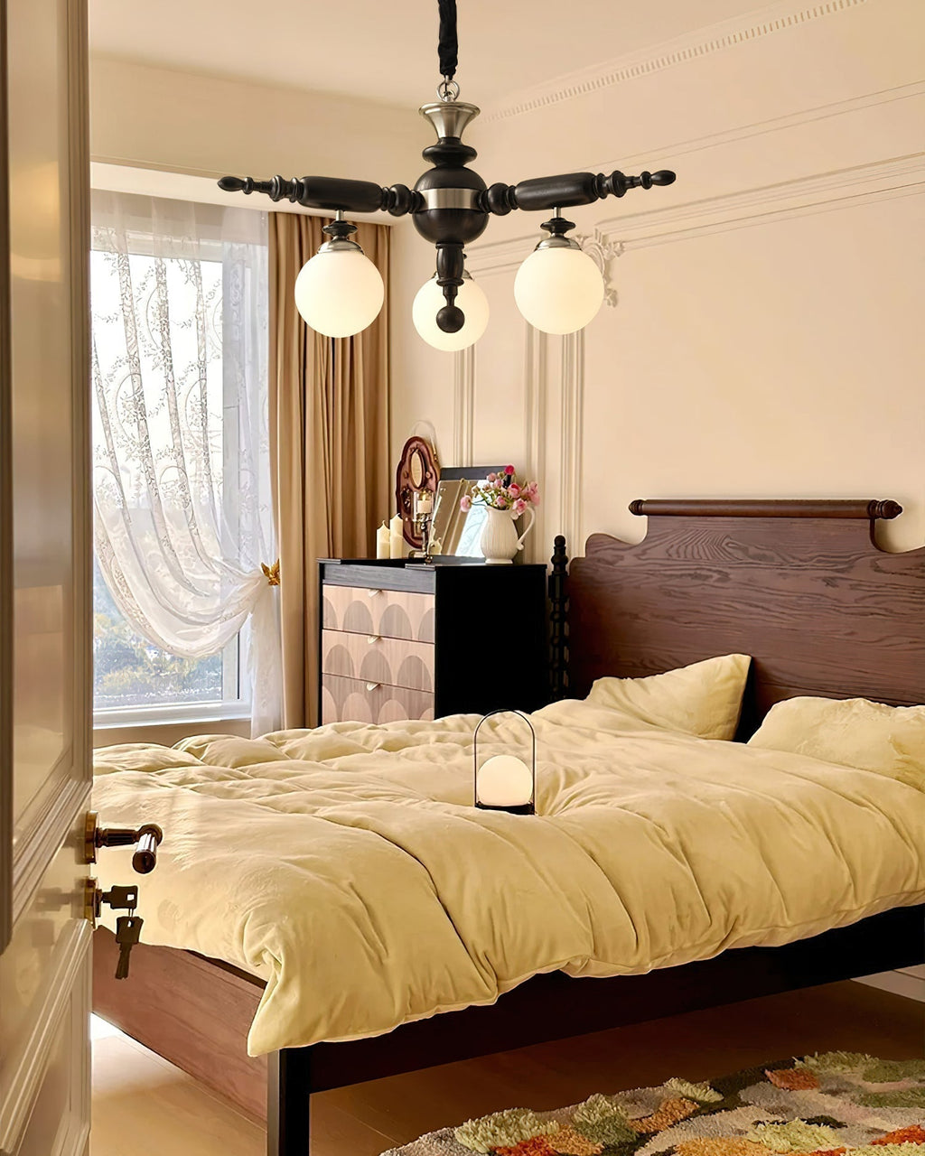 Olvenir Chandelier en Bois Rustique et Verre - Neutralighting