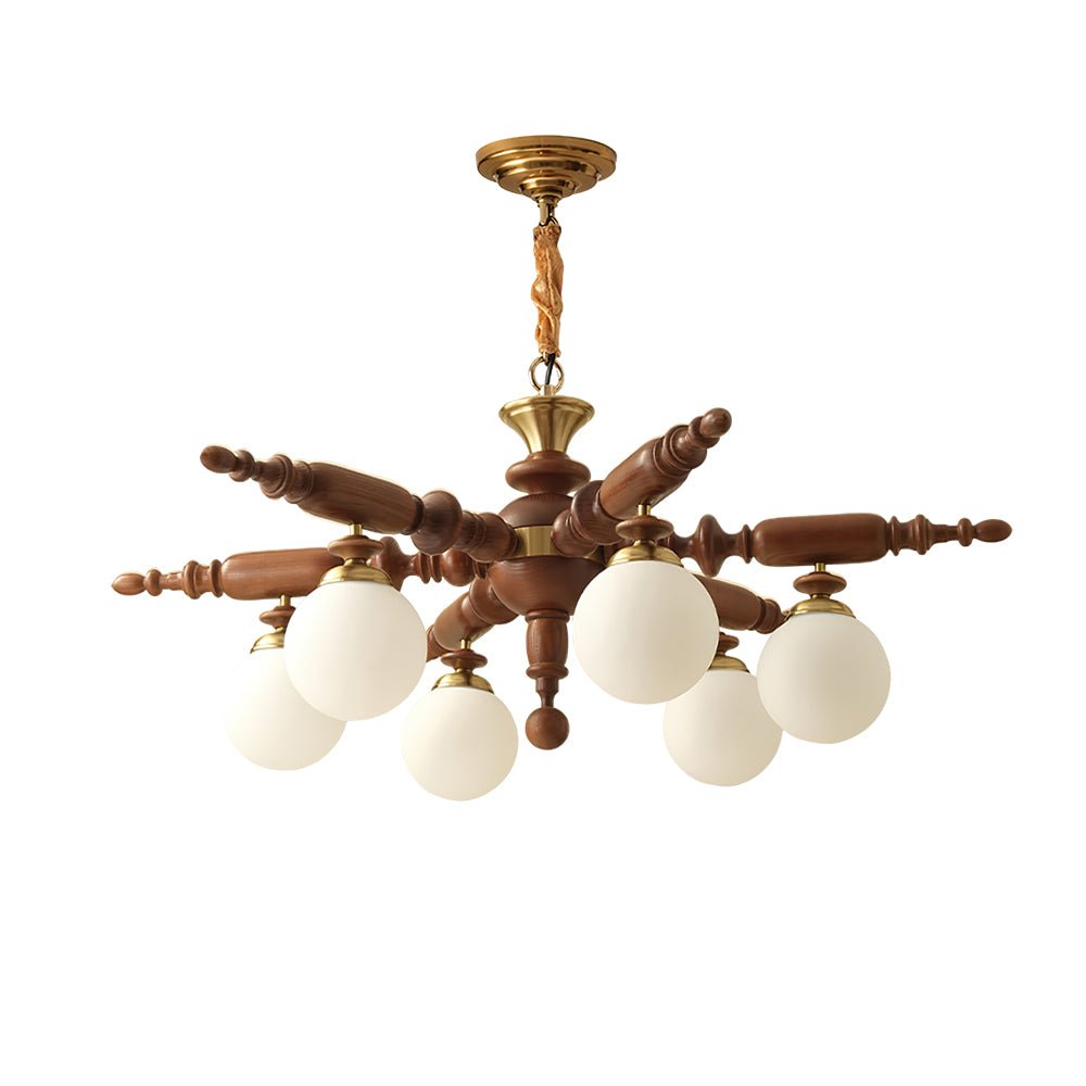 Olvenir Chandelier en Bois Rustique et Verre - Neutralighting