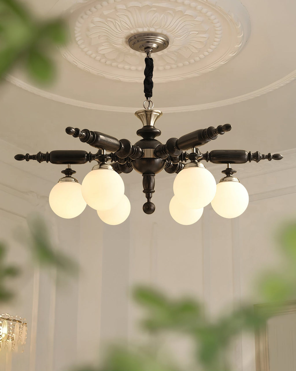 Olvenir Chandelier en Bois Rustique et Verre - Neutralighting