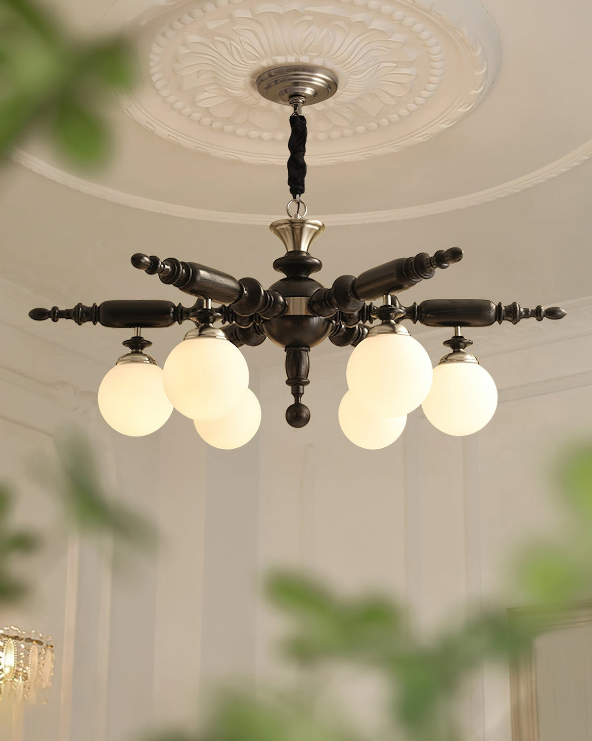 Olvenir Chandelier en Bois Rustique et Verre - Neutralighting