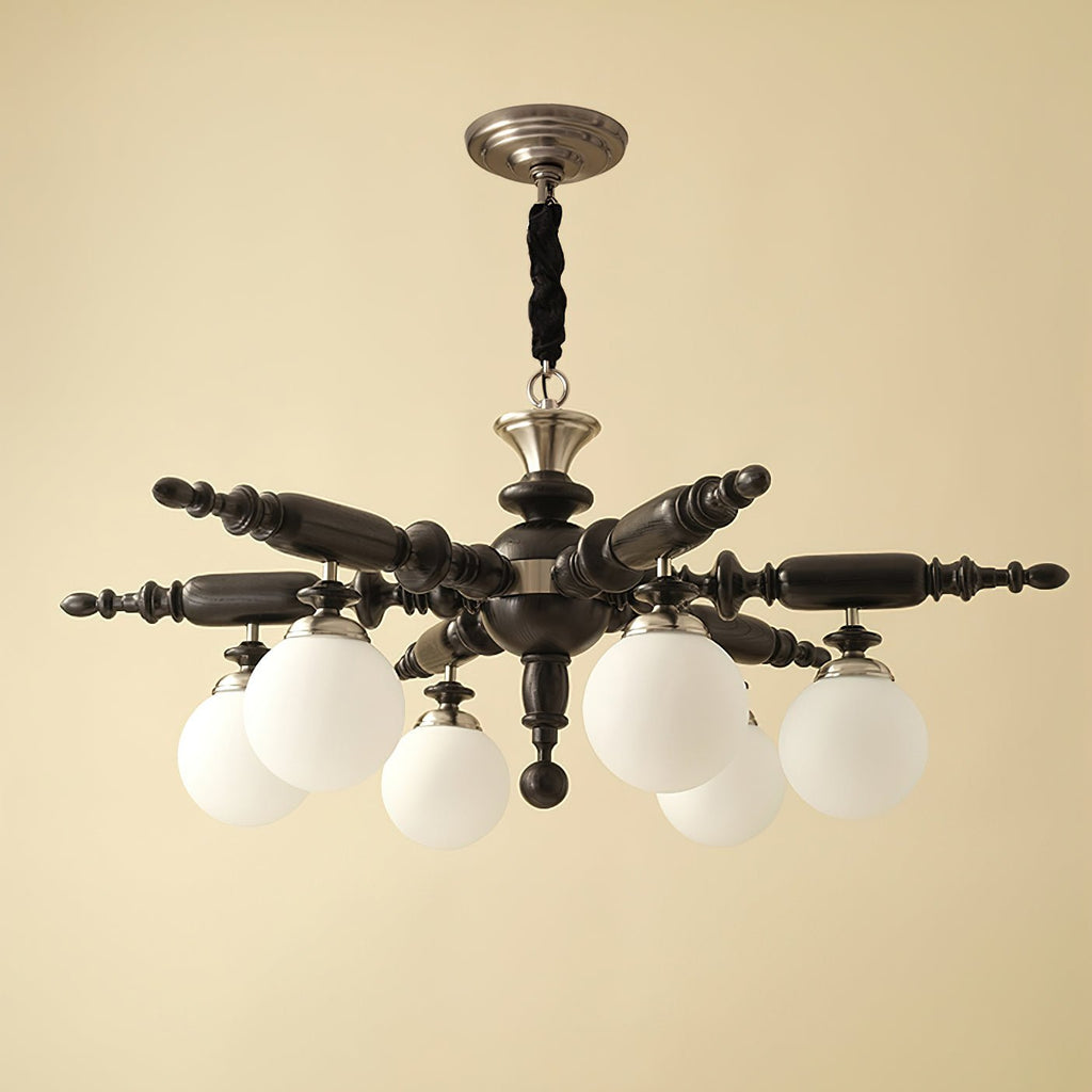 Olvenir Chandelier en Bois Rustique et Verre - Neutralighting
