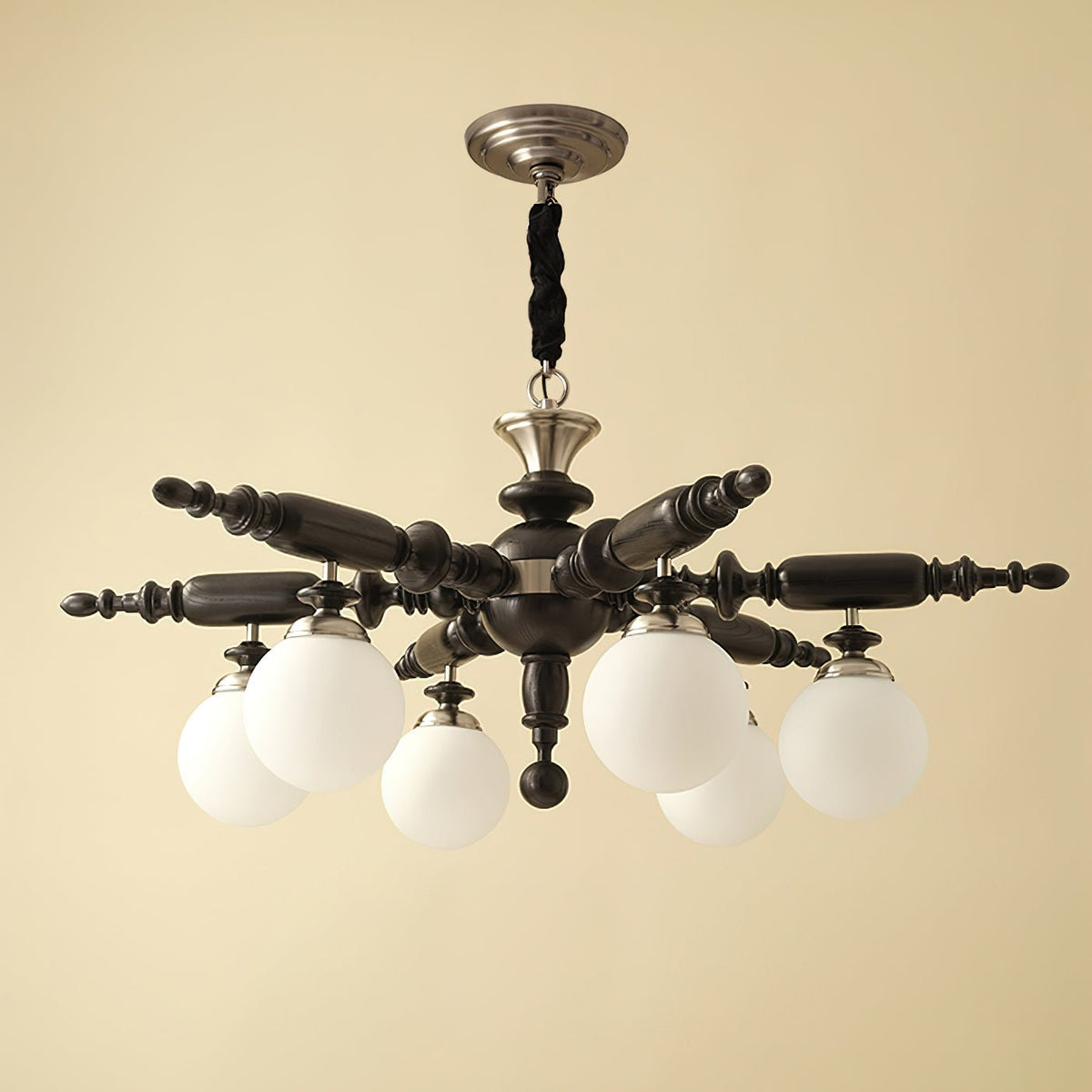 Olvenir Chandelier en Bois Rustique et Verre - Neutralighting