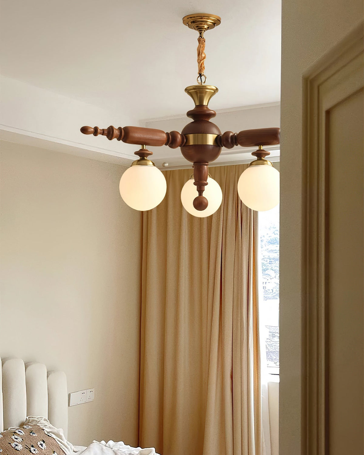 Olvenir Chandelier en Bois Rustique et Verre - Neutralighting