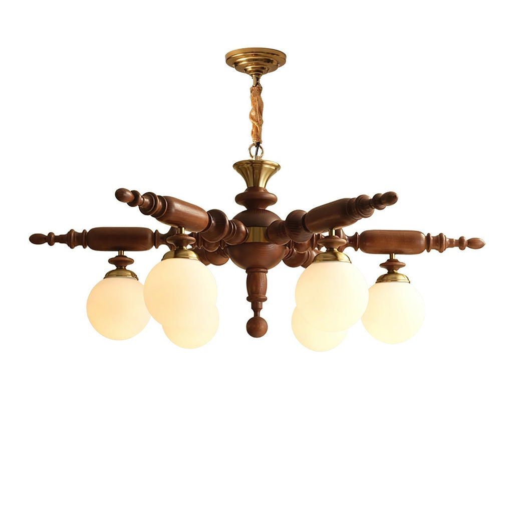 Olvenir Chandelier en Bois Rustique et Verre - Neutralighting