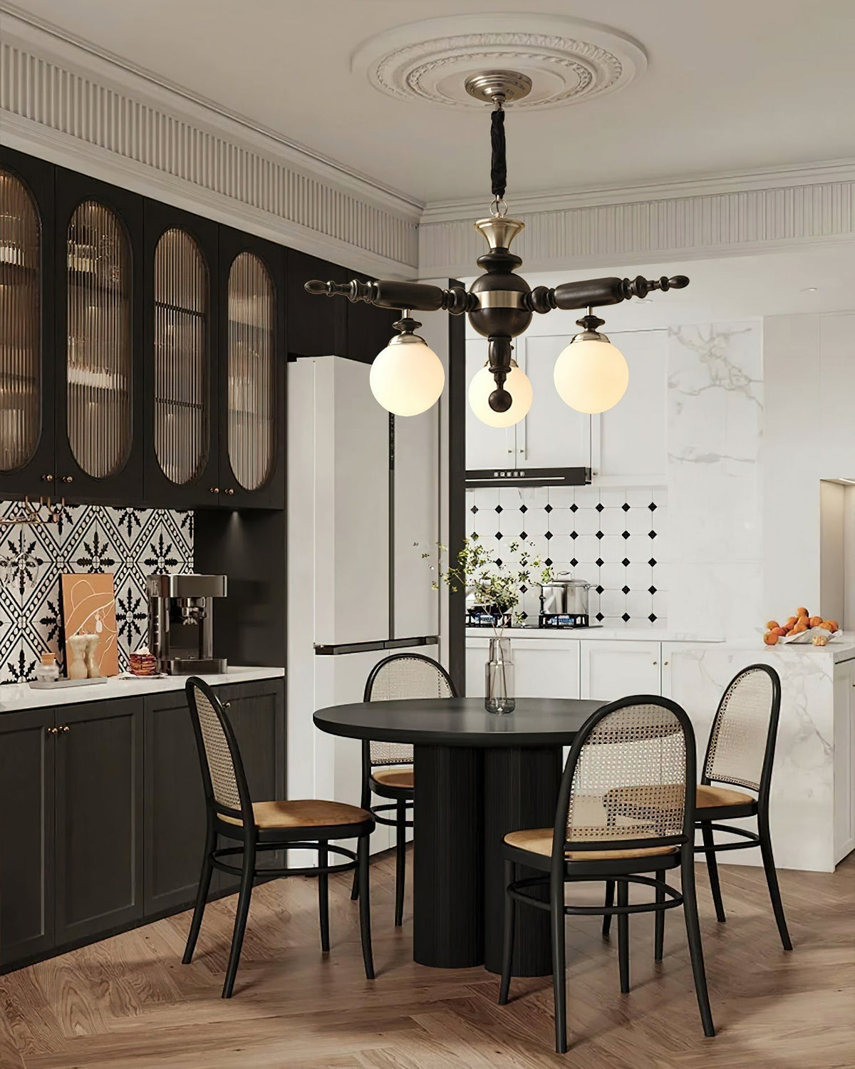 Olvenir Chandelier en Bois Rustique et Verre - Neutralighting