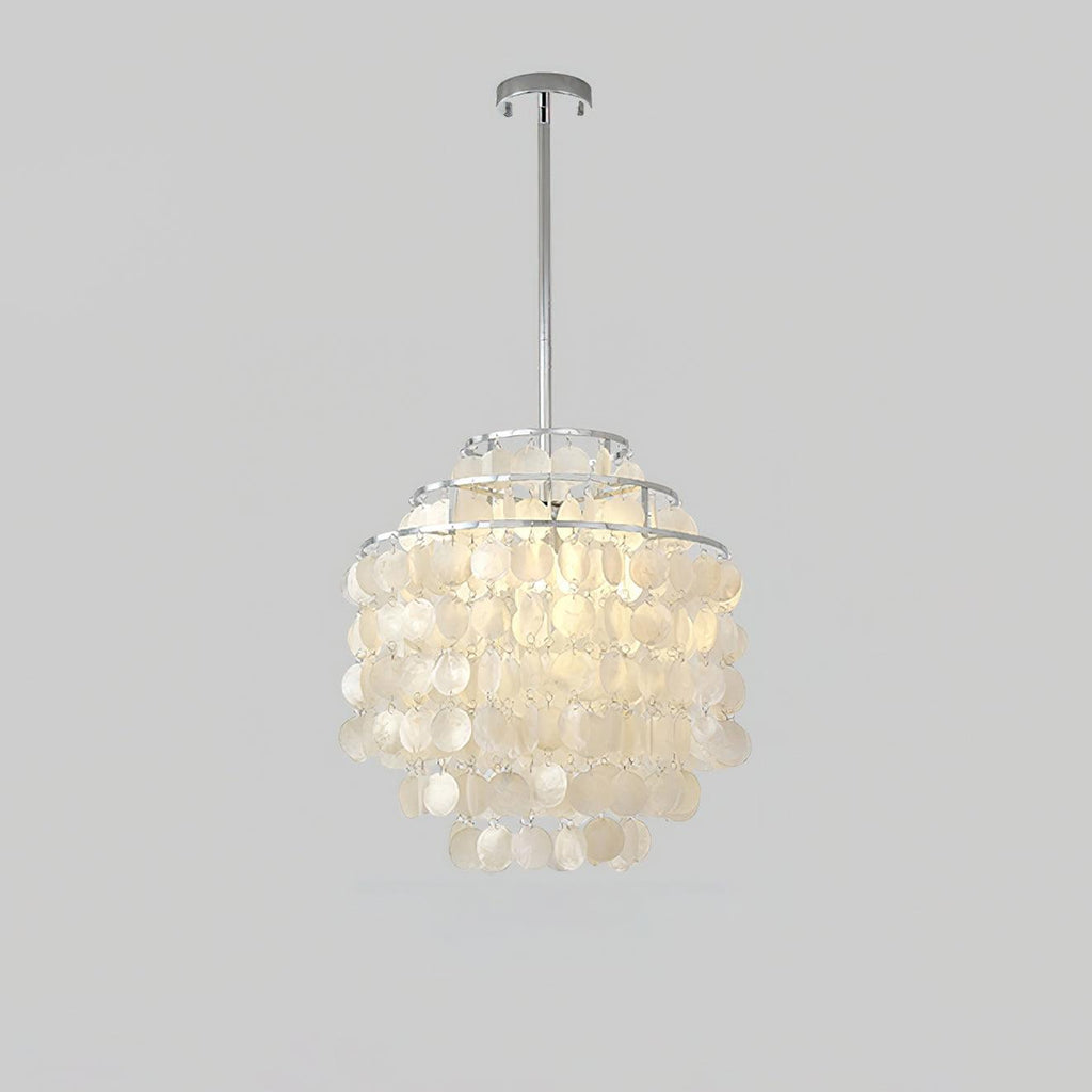Lustra Suspension Lampe Coquillage Rond en Chrome - Neutralighting