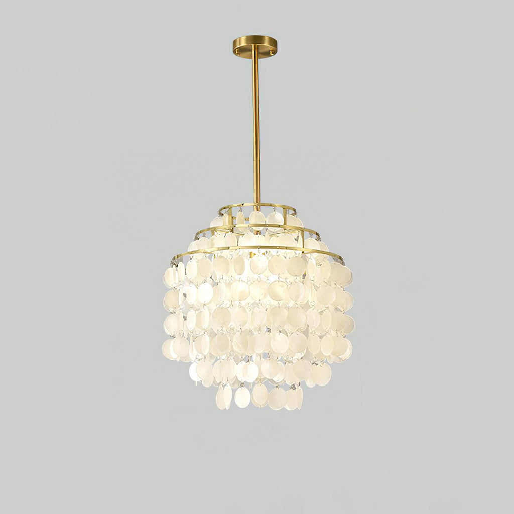 Lustra Suspension Lampe Coquillage Rond en Chrome - Neutralighting