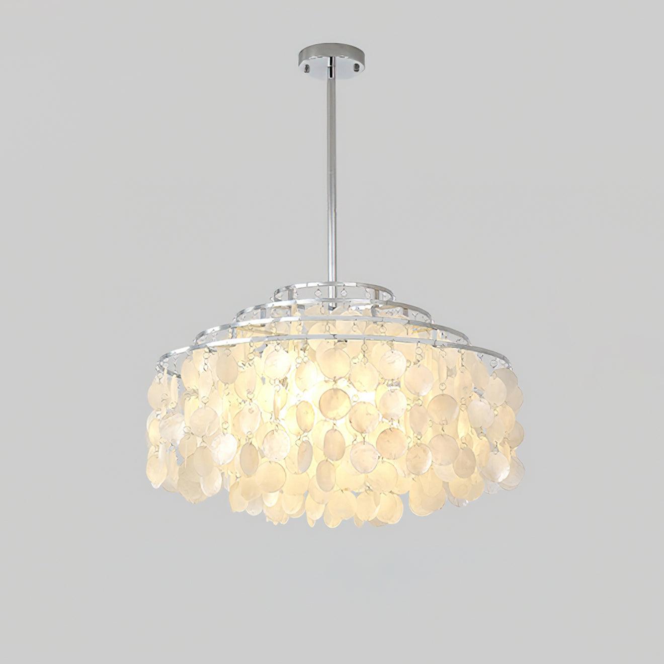Lustra Suspension Lampe Coquillage Rond en Chrome - Neutralighting