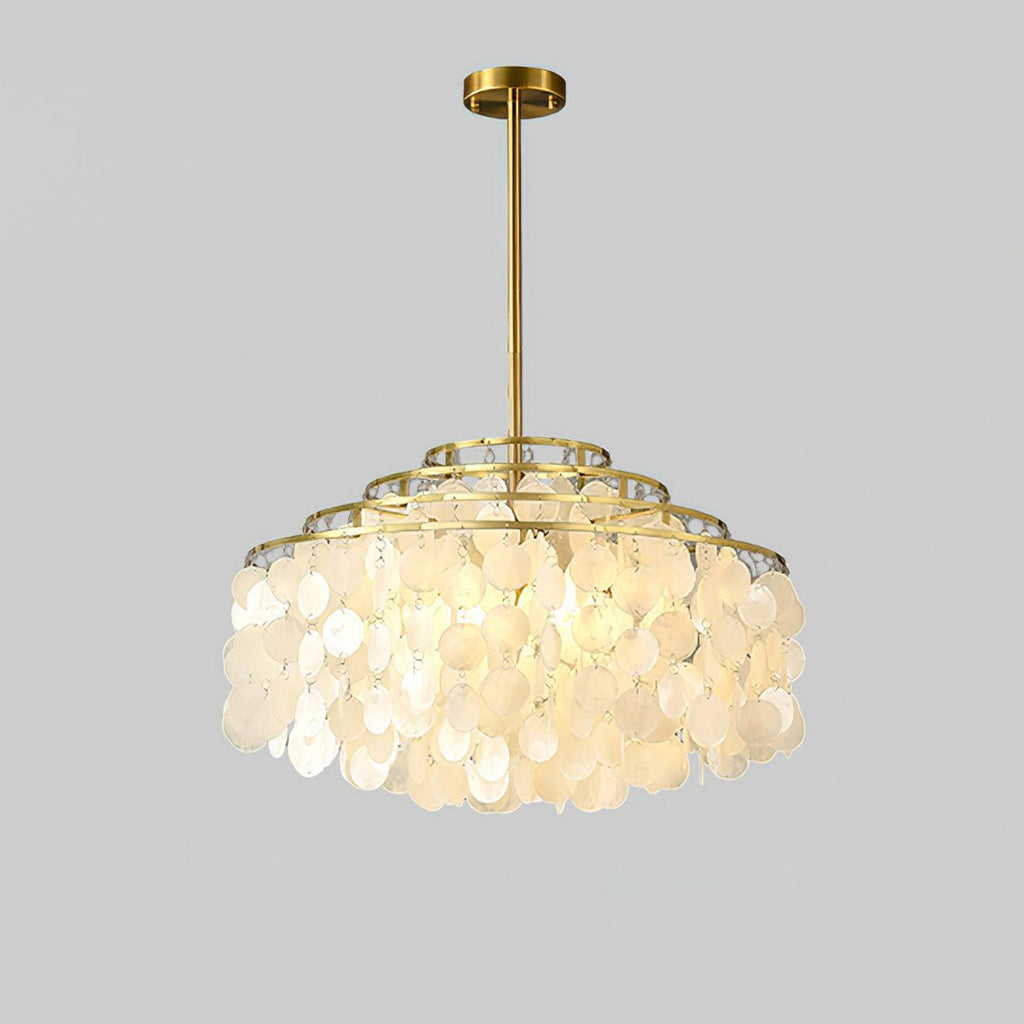 Lustra Suspension Lampe Coquillage Rond en Chrome - Neutralighting