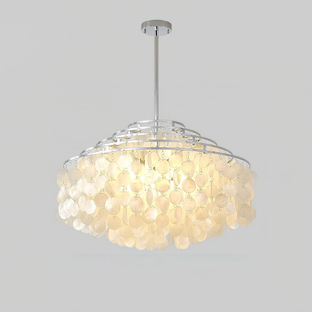 Lustra Suspension Lampe Coquillage Rond en Chrome - Neutralighting