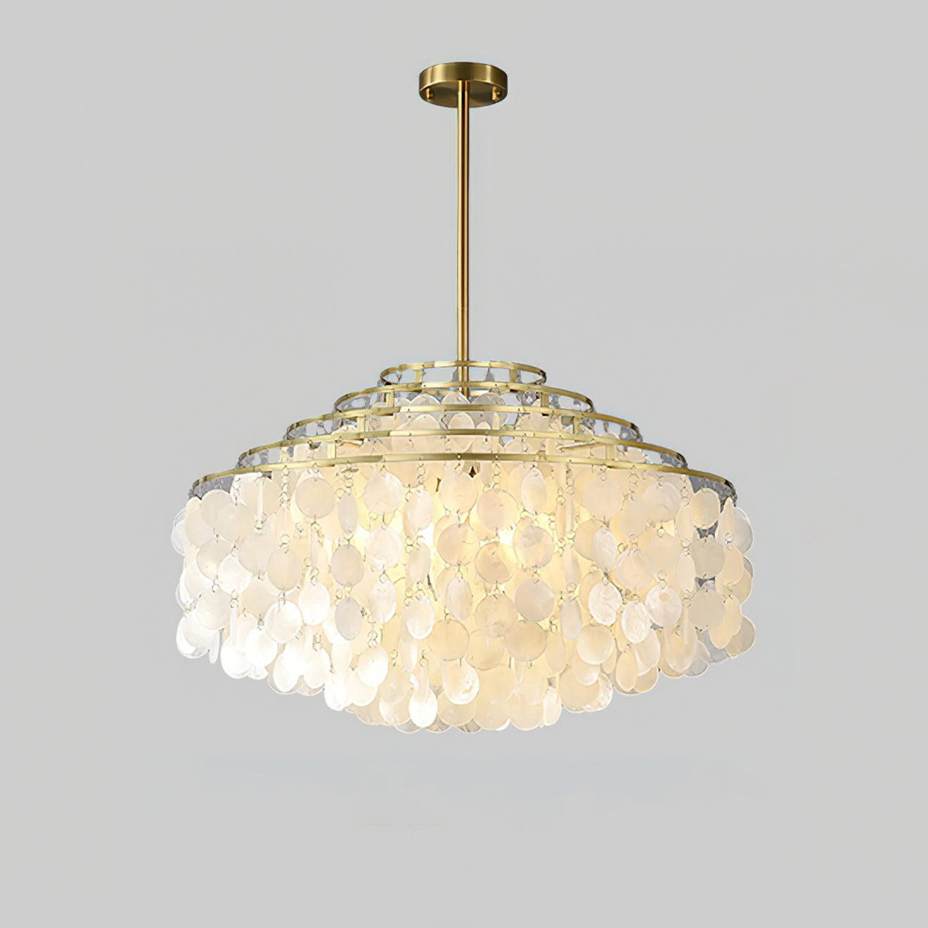 Lustra Suspension Lampe Coquillage Rond en Chrome - Neutralighting