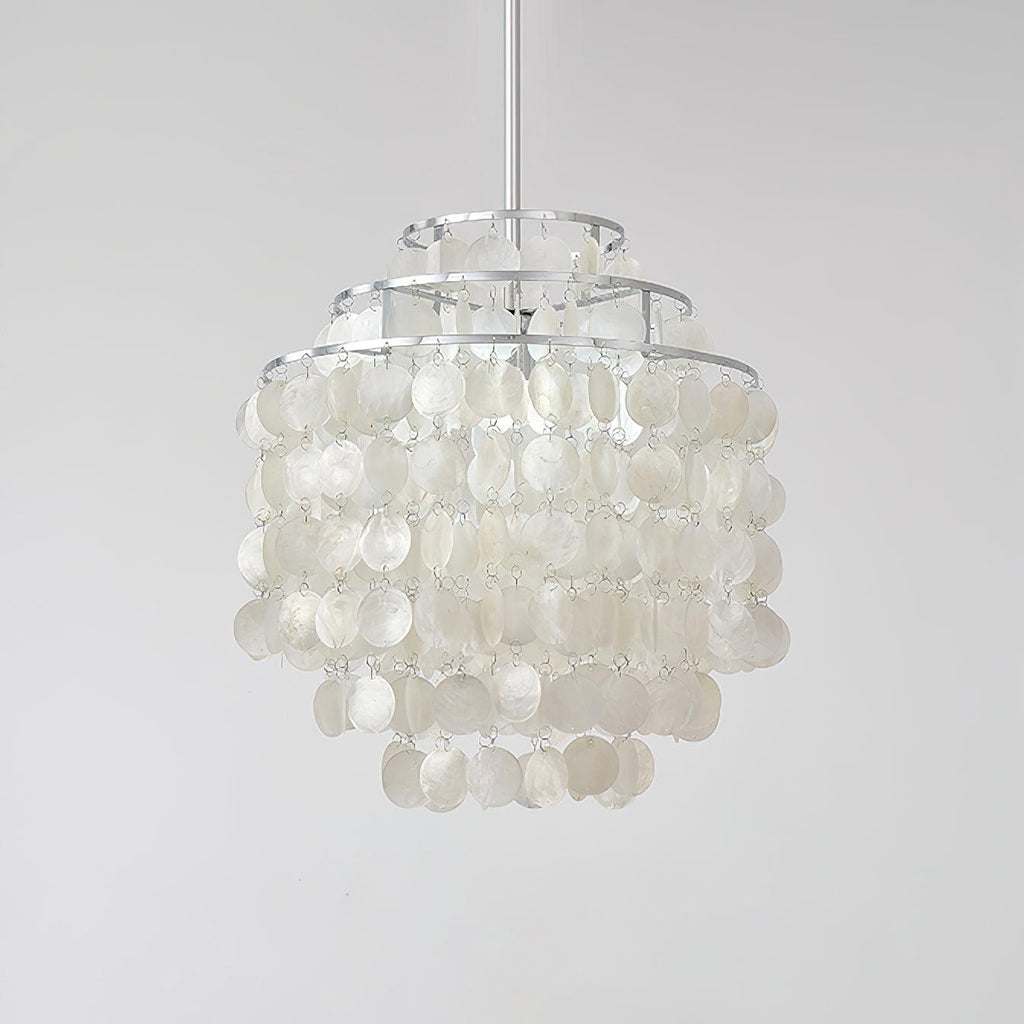 Lustra Suspension Lampe Coquillage Rond en Chrome - Neutralighting