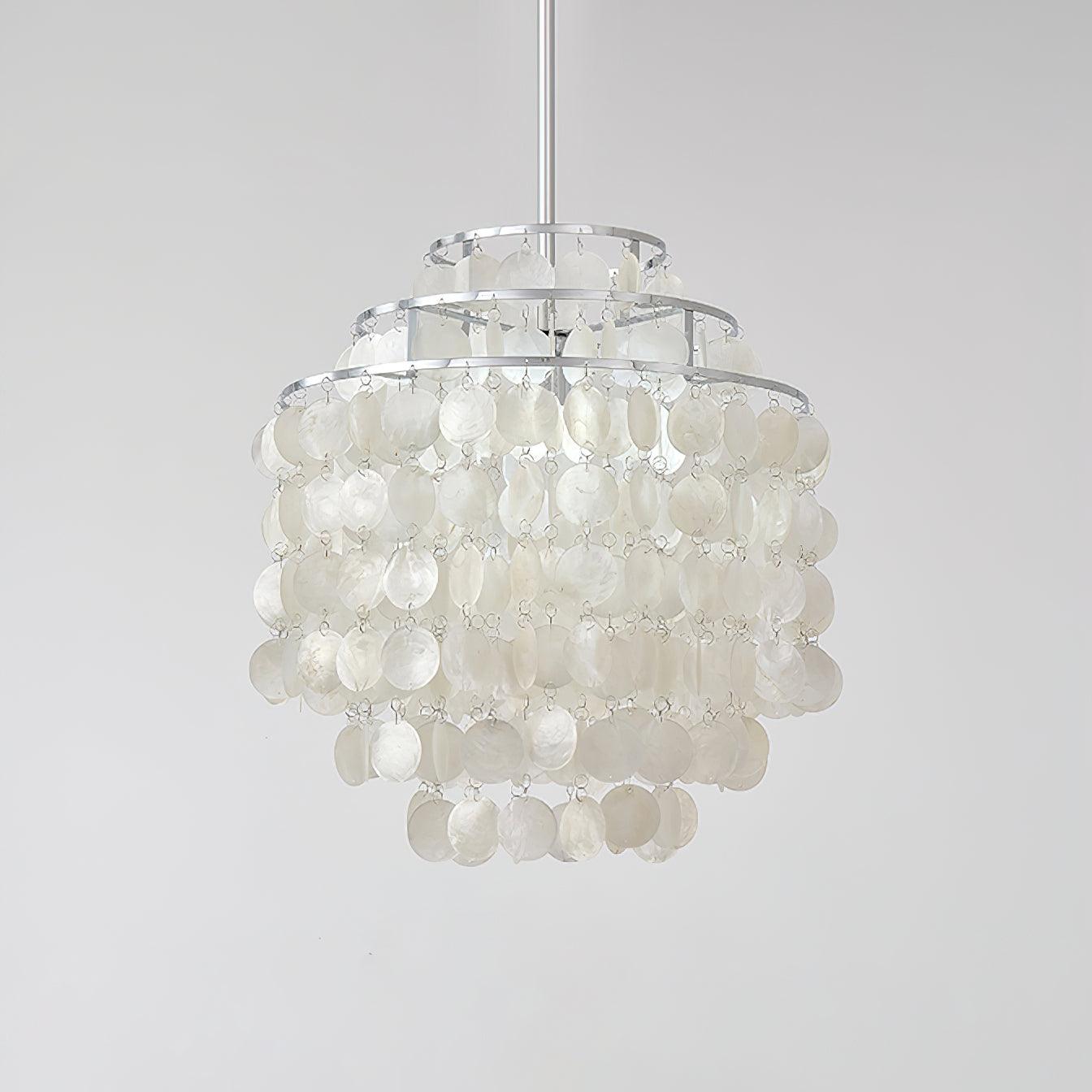 Lustra Suspension Lampe Coquillage Rond en Chrome - Neutralighting