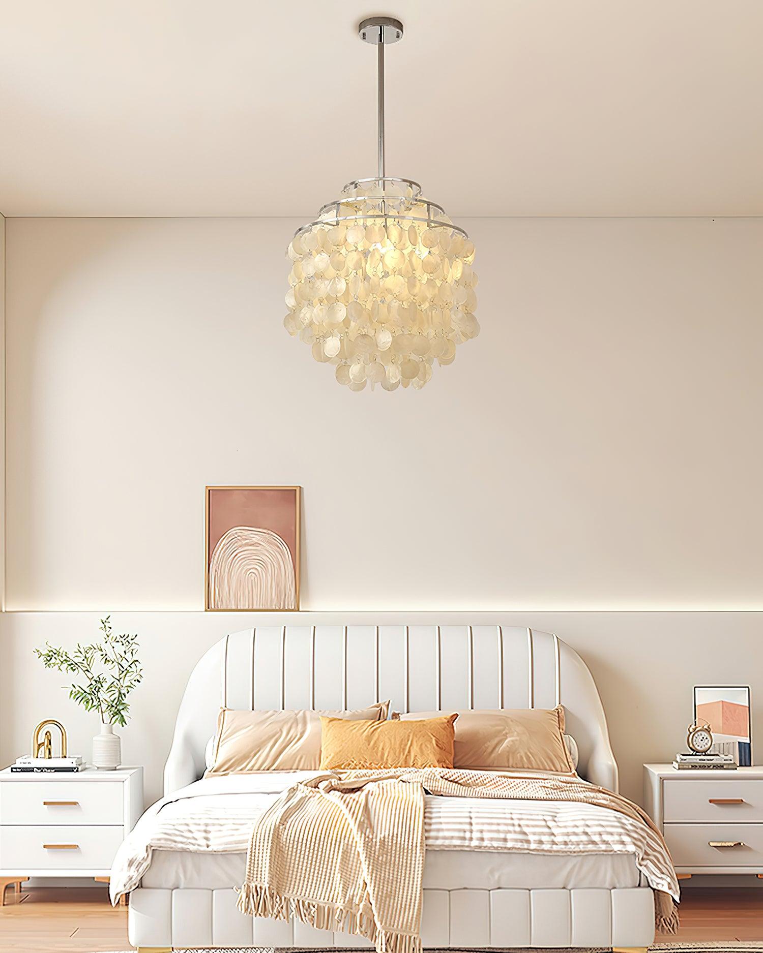 Lustra Suspension Lampe Coquillage Rond en Chrome - Neutralighting