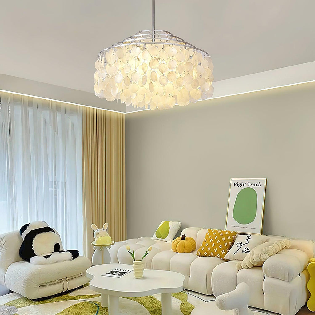 Lustra Suspension Lampe Coquillage Rond en Chrome - Neutralighting