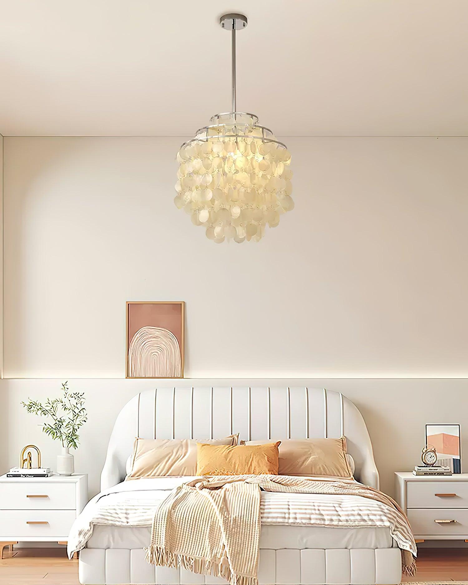 Lustra Suspension Lampe Coquillage Rond en Chrome - Neutralighting
