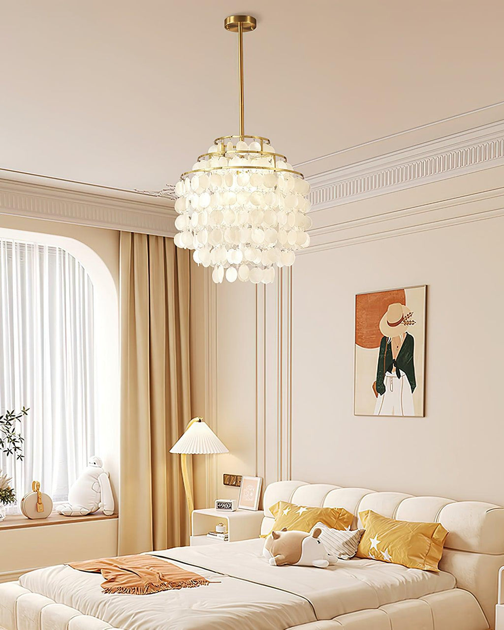 Lustra Suspension Lampe Coquillage Rond en Chrome - Neutralighting