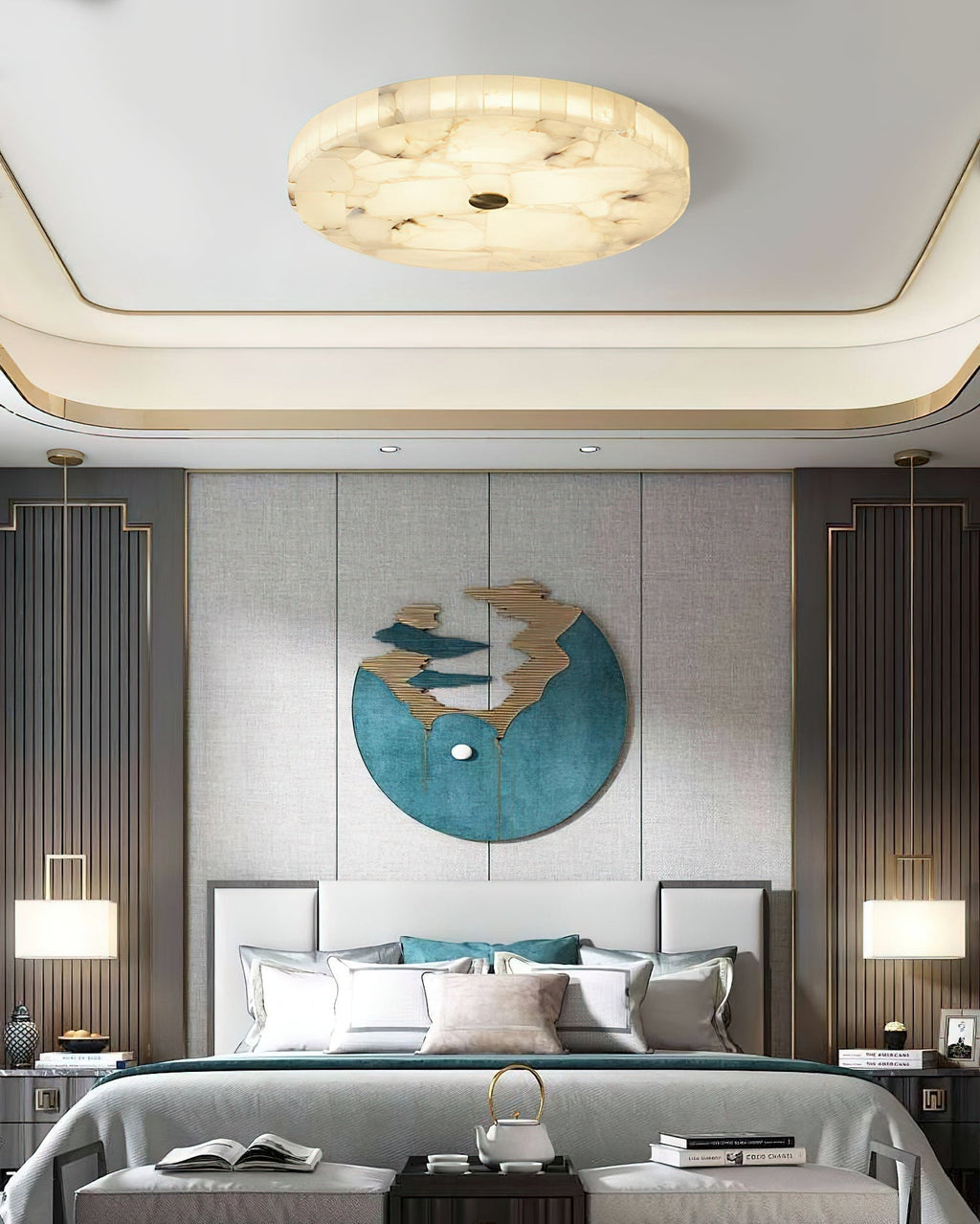 Vosilis Lampe de Plafond Ronde en Albâtre Moderne Minimaliste - Neutralighting