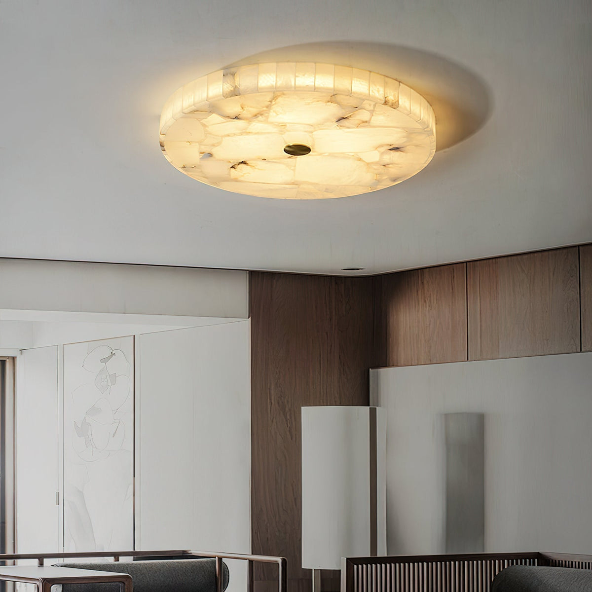 Vosilis Lampe de Plafond Ronde en Albâtre Moderne Minimaliste - Neutralighting