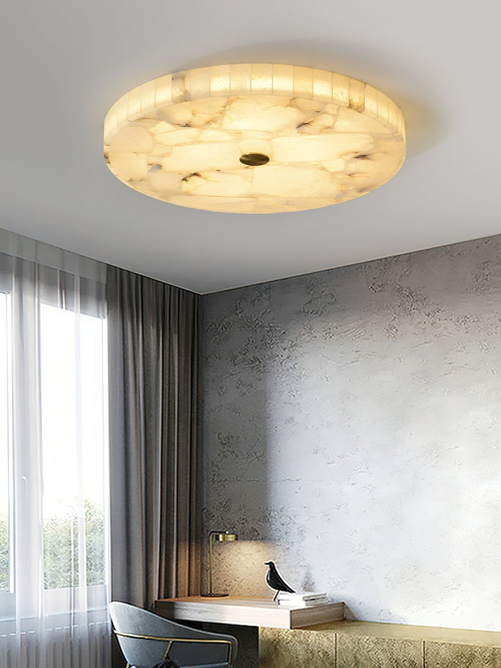 Vosilis Lampe de Plafond Ronde en Albâtre Moderne Minimaliste - Neutralighting