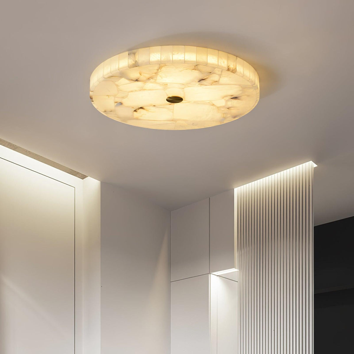 Ciphayra Lumière Plafonnière Ronde Minimaliste en Albâtre - Neutralighting
