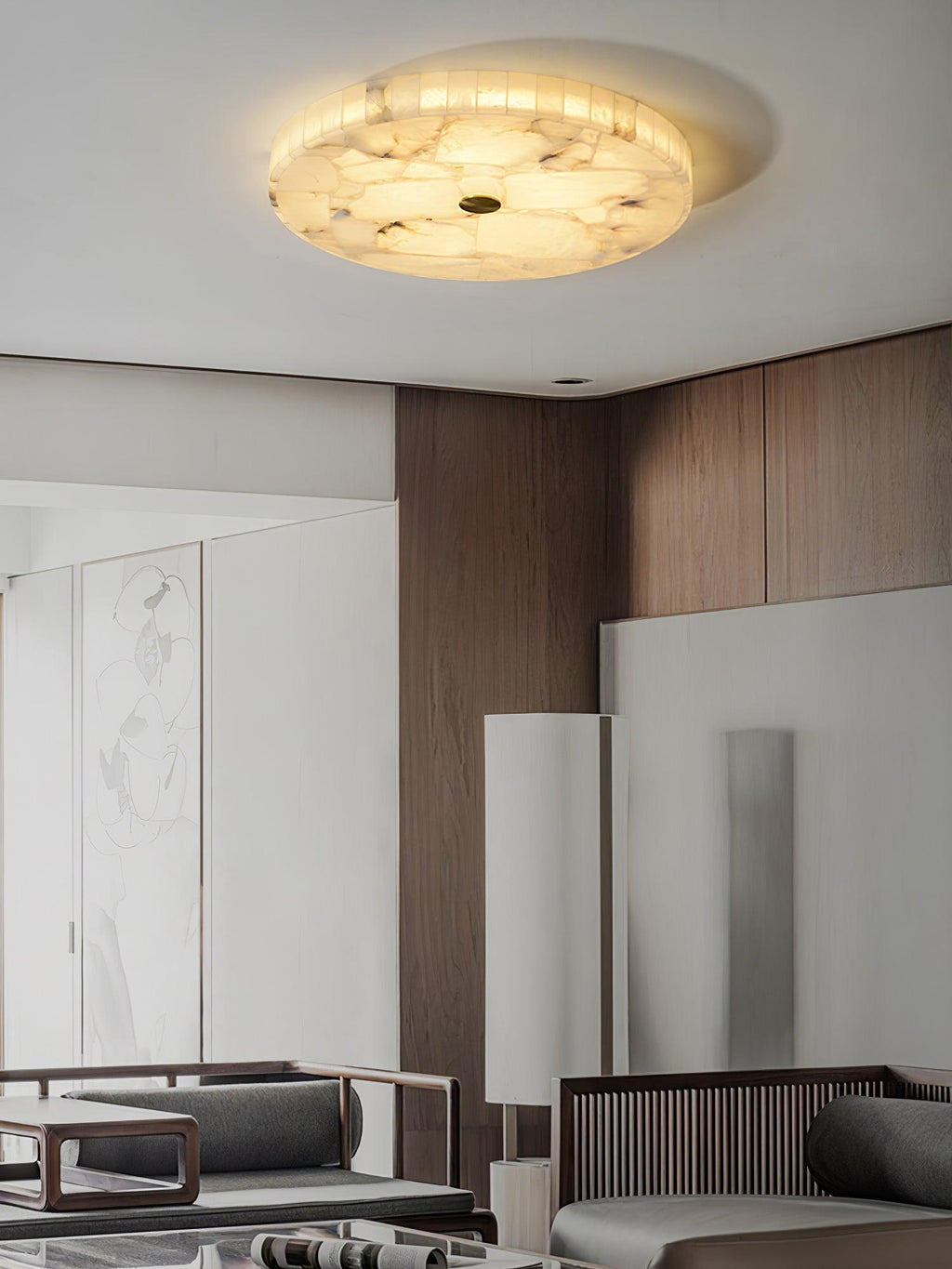 Ciphayra Lumière Plafonnière Ronde Minimaliste en Albâtre - Neutralighting