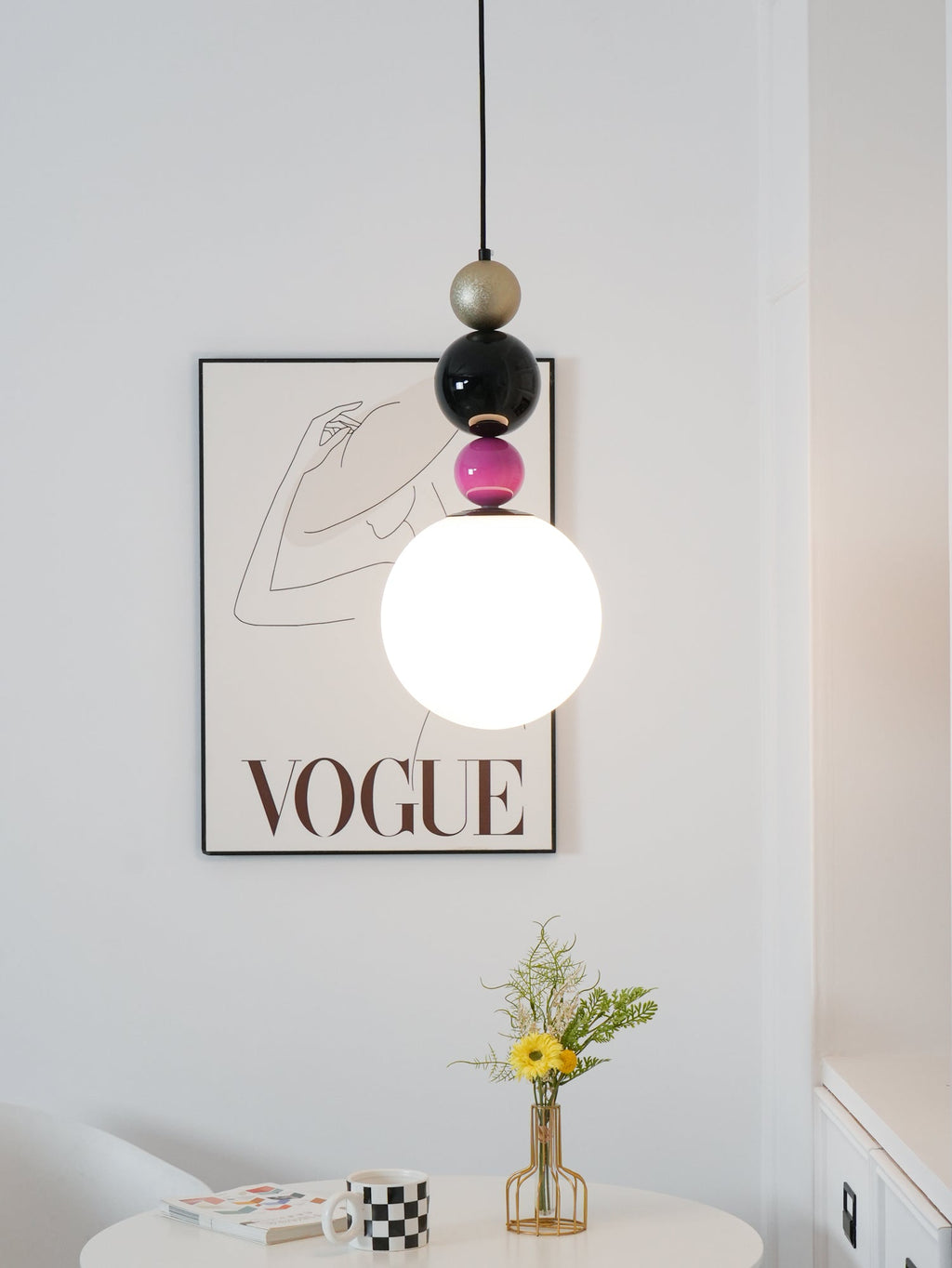 Eshaisra Nordic Art Rond Billes Empilage Verre Pendentif Lampe - Neutralighting