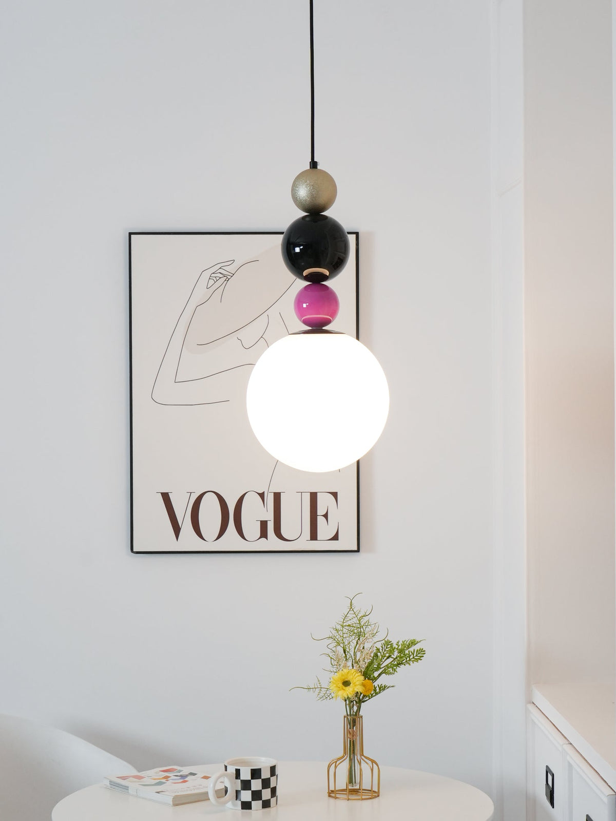 Eshaisra Nordic Art Rond Billes Empilage Verre Pendentif Lampe - Neutralighting