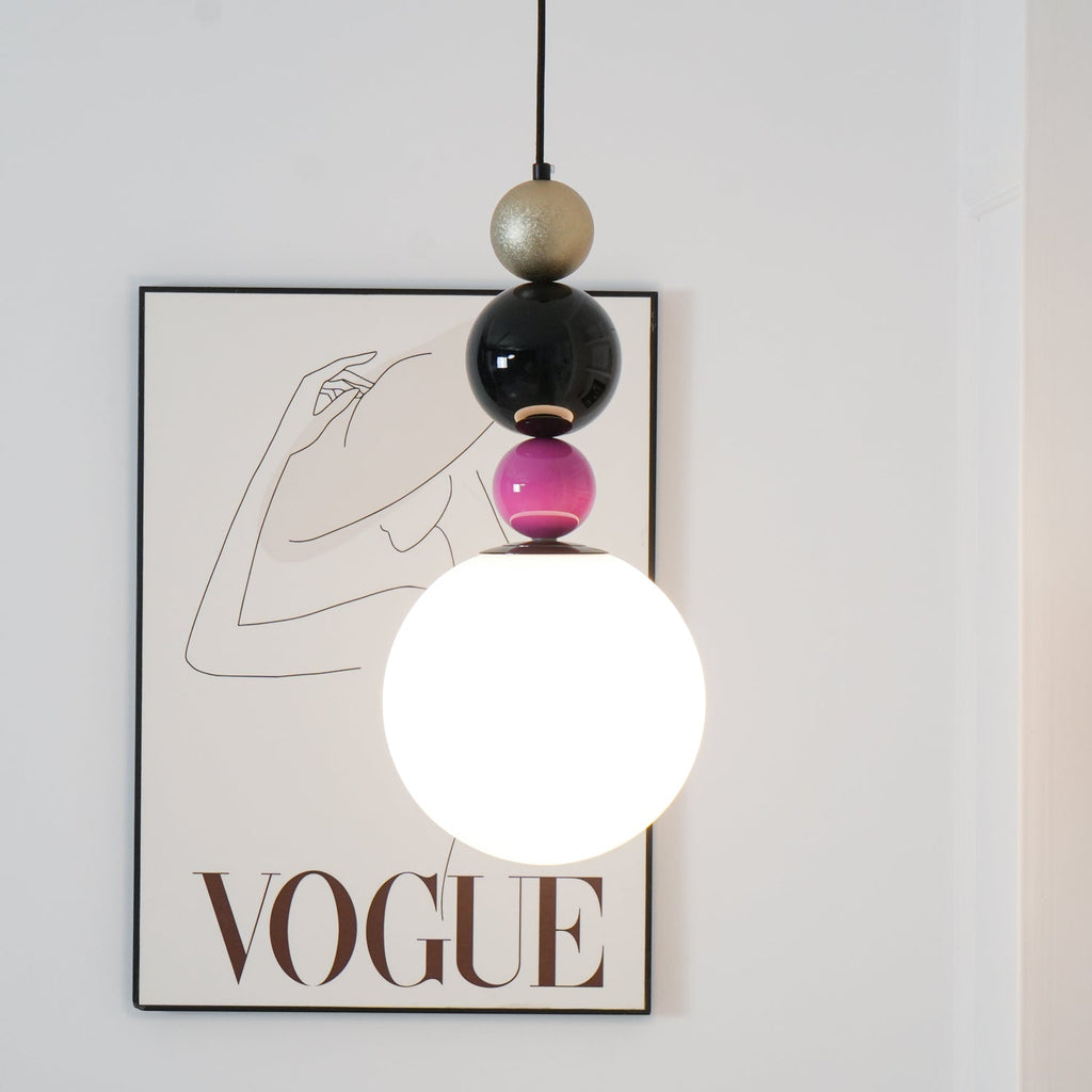 Eshaisra Nordic Art Rond Billes Empilage Verre Pendentif Lampe - Neutralighting
