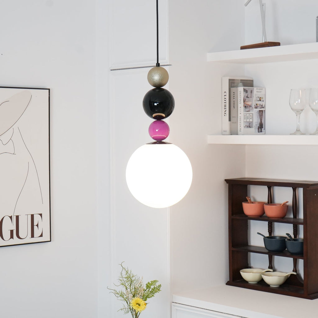 Eshaisra Nordic Art Rond Billes Empilage Verre Pendentif Lampe - Neutralighting