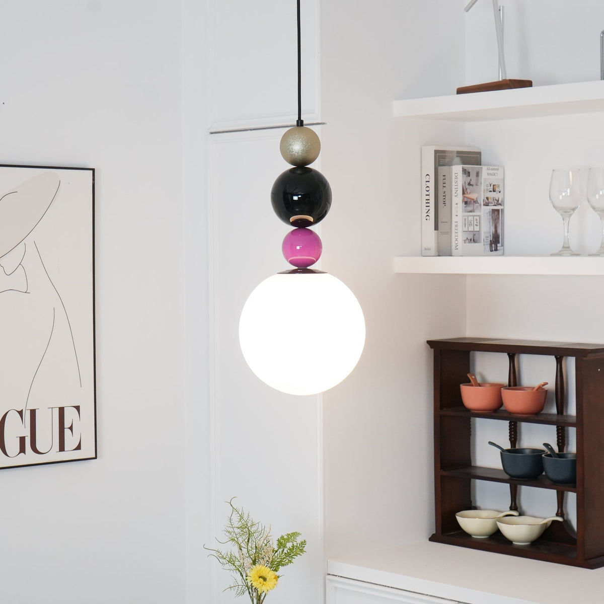 Eshaisra Nordic Art Rond Billes Empilage Verre Pendentif Lampe - Neutralighting