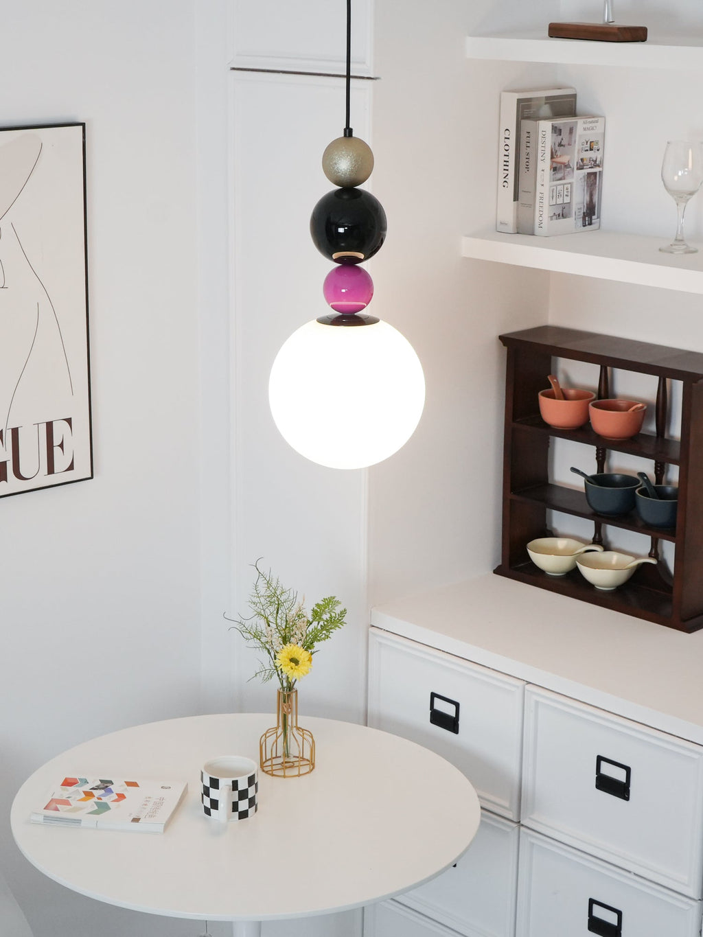 Eshaisra Nordic Art Rond Billes Empilage Verre Pendentif Lampe - Neutralighting