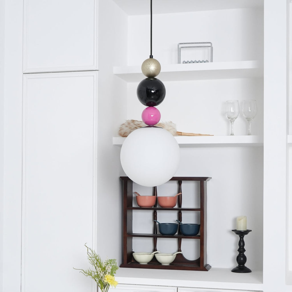 Eshaisra Nordic Art Rond Billes Empilage Verre Pendentif Lampe - Neutralighting