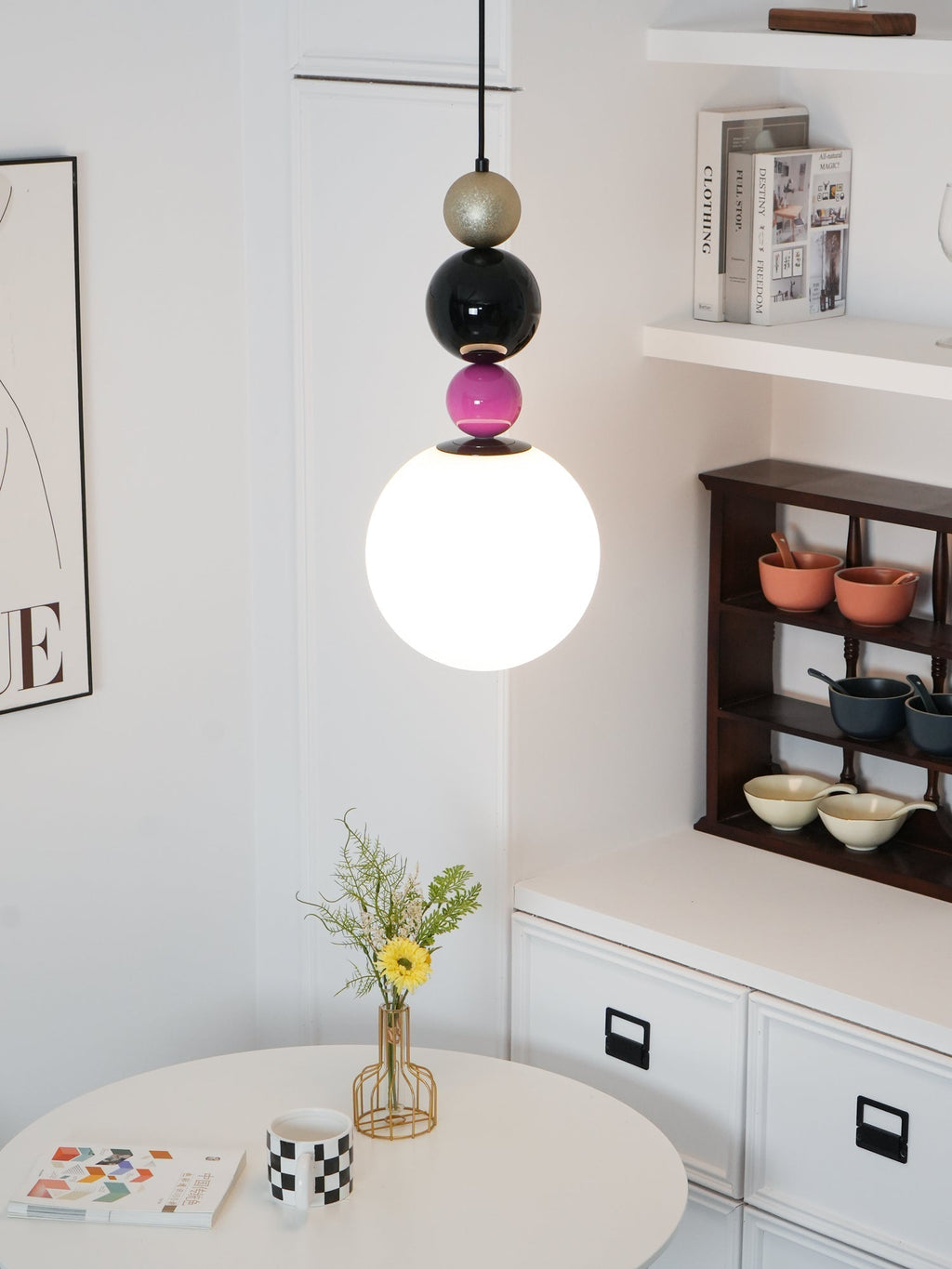 Eshaisra Nordic Art Rond Billes Empilage Verre Pendentif Lampe - Neutralighting
