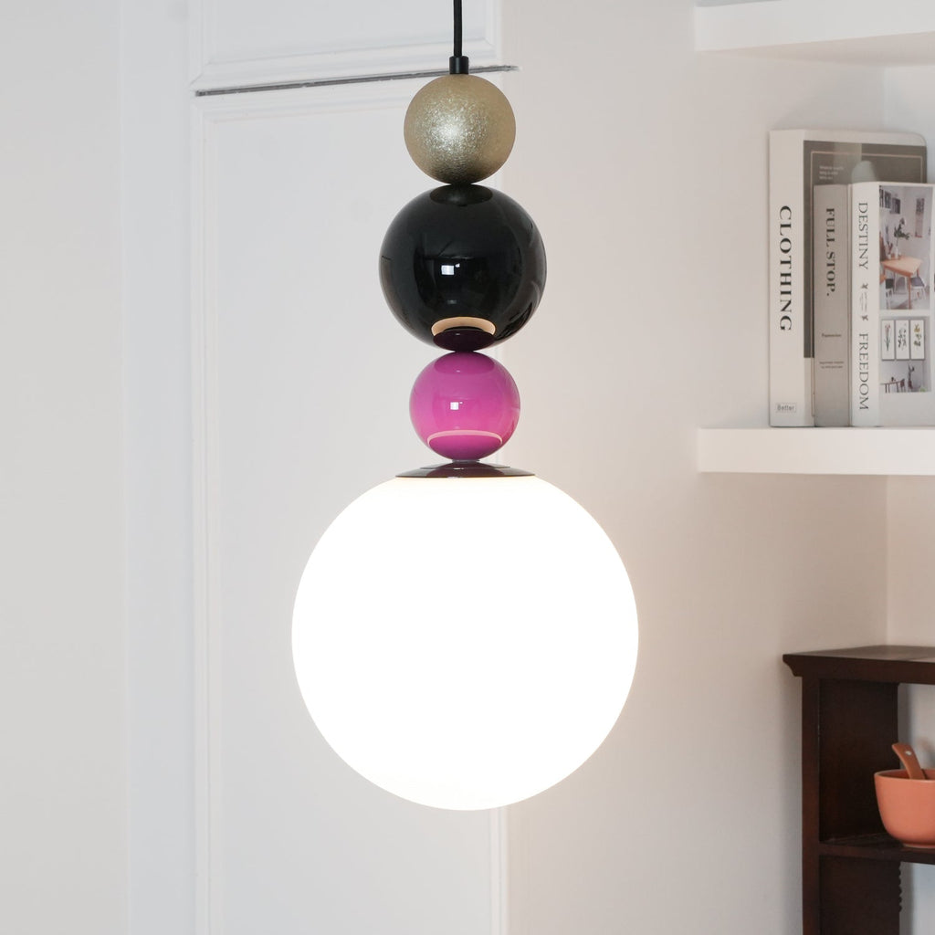 Eshaisra Nordic Art Rond Billes Empilage Verre Pendentif Lampe - Neutralighting