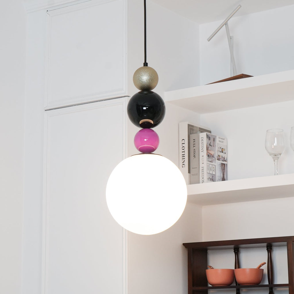Eshaisra Nordic Art Rond Billes Empilage Verre Pendentif Lampe - Neutralighting