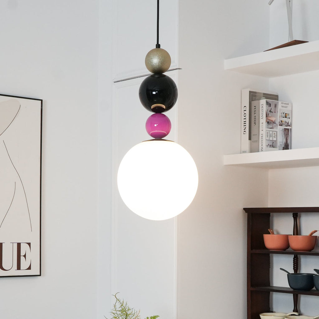 Eshaisra Nordic Art Rond Billes Empilage Verre Pendentif Lampe - Neutralighting