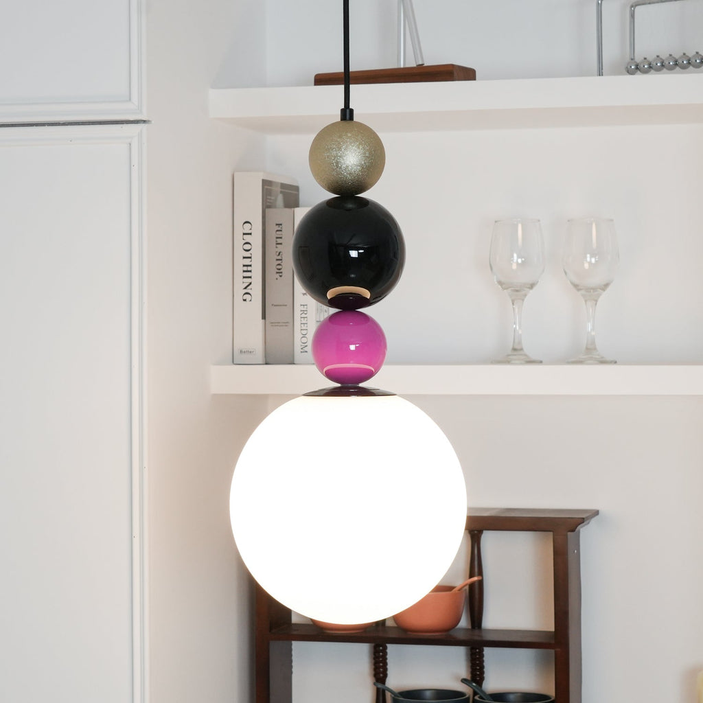 Eshaisra Nordic Art Rond Billes Empilage Verre Pendentif Lampe - Neutralighting