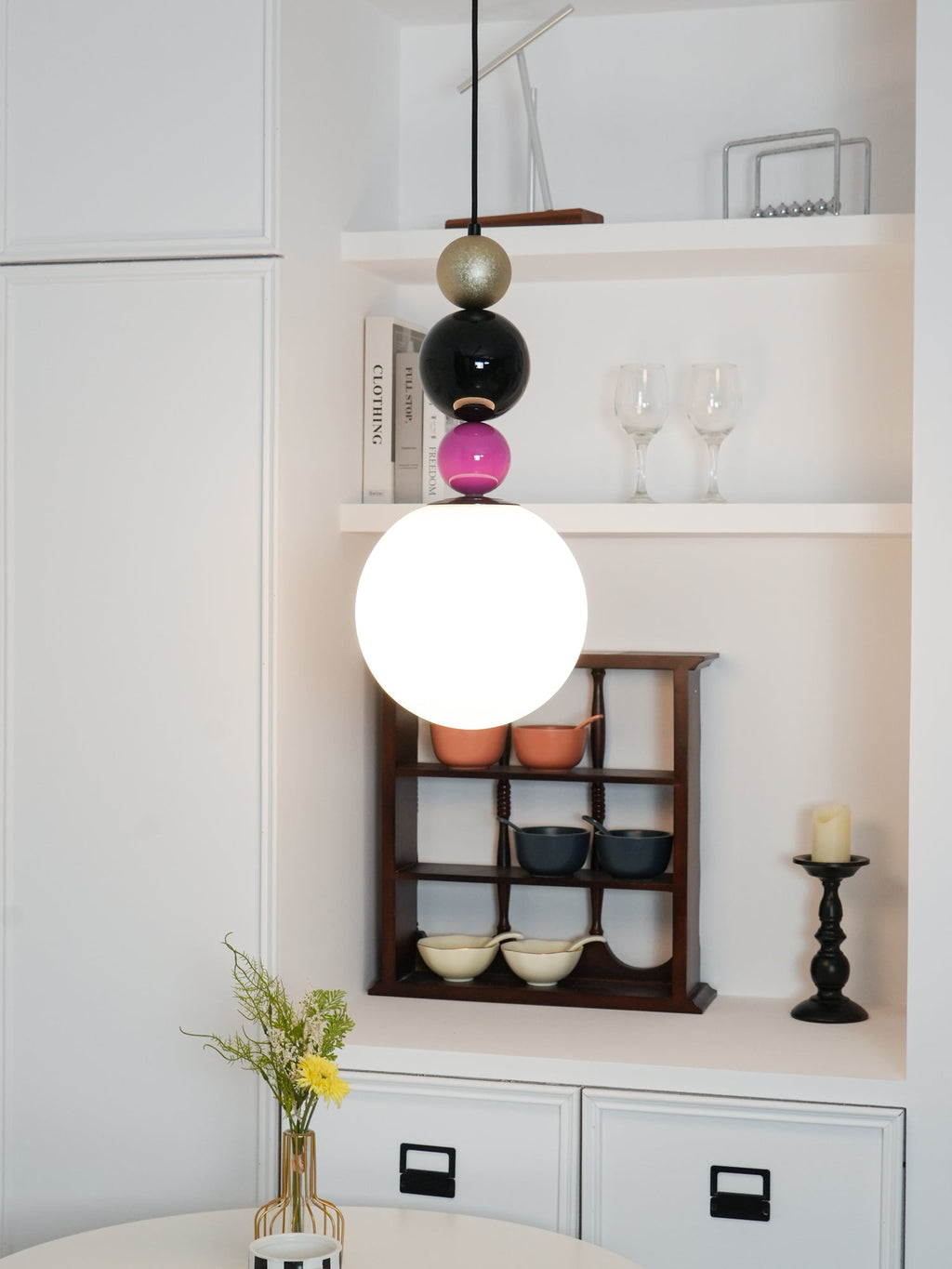 Eshaisra Nordic Art Rond Billes Empilage Verre Pendentif Lampe - Neutralighting