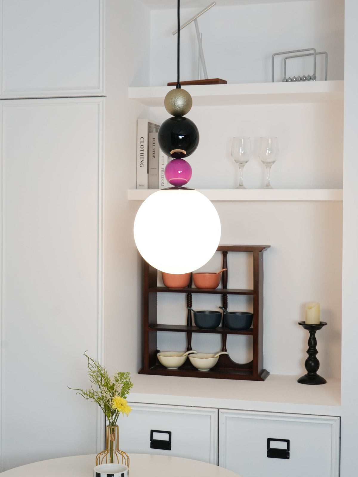 Eshaisra Nordic Art Rond Billes Empilage Verre Pendentif Lampe - Neutralighting