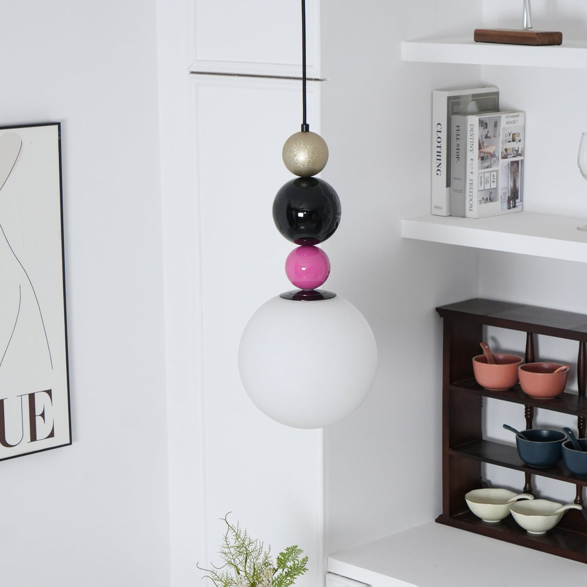 Eshaisra Nordic Art Rond Billes Empilage Verre Pendentif Lampe - Neutralighting